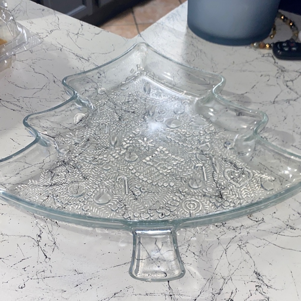 Clear Glass Christmas Tree Plate